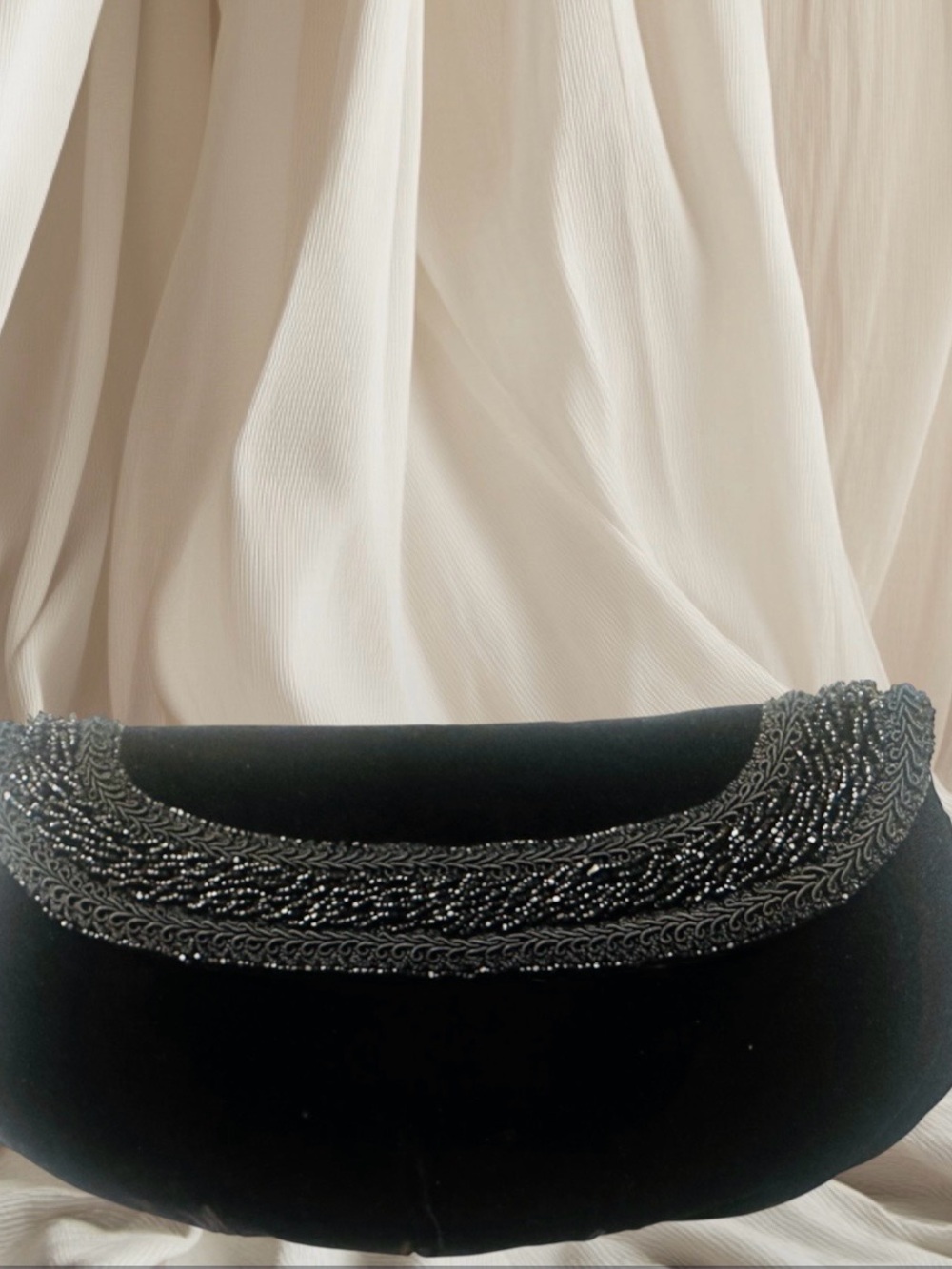 Black Velvet Beaded Embellished Clutch